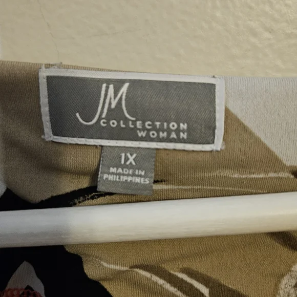 JM Collection Floral Geometric Print Top V Shape Blouse Tunic Casual Plus Size - Picture 7 of 12